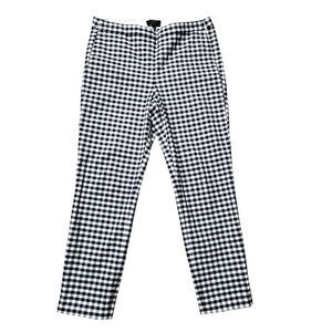 J. Crew Martie Pants Navy White Cotton Gingham Straight Leg Ankle Women's Size 8